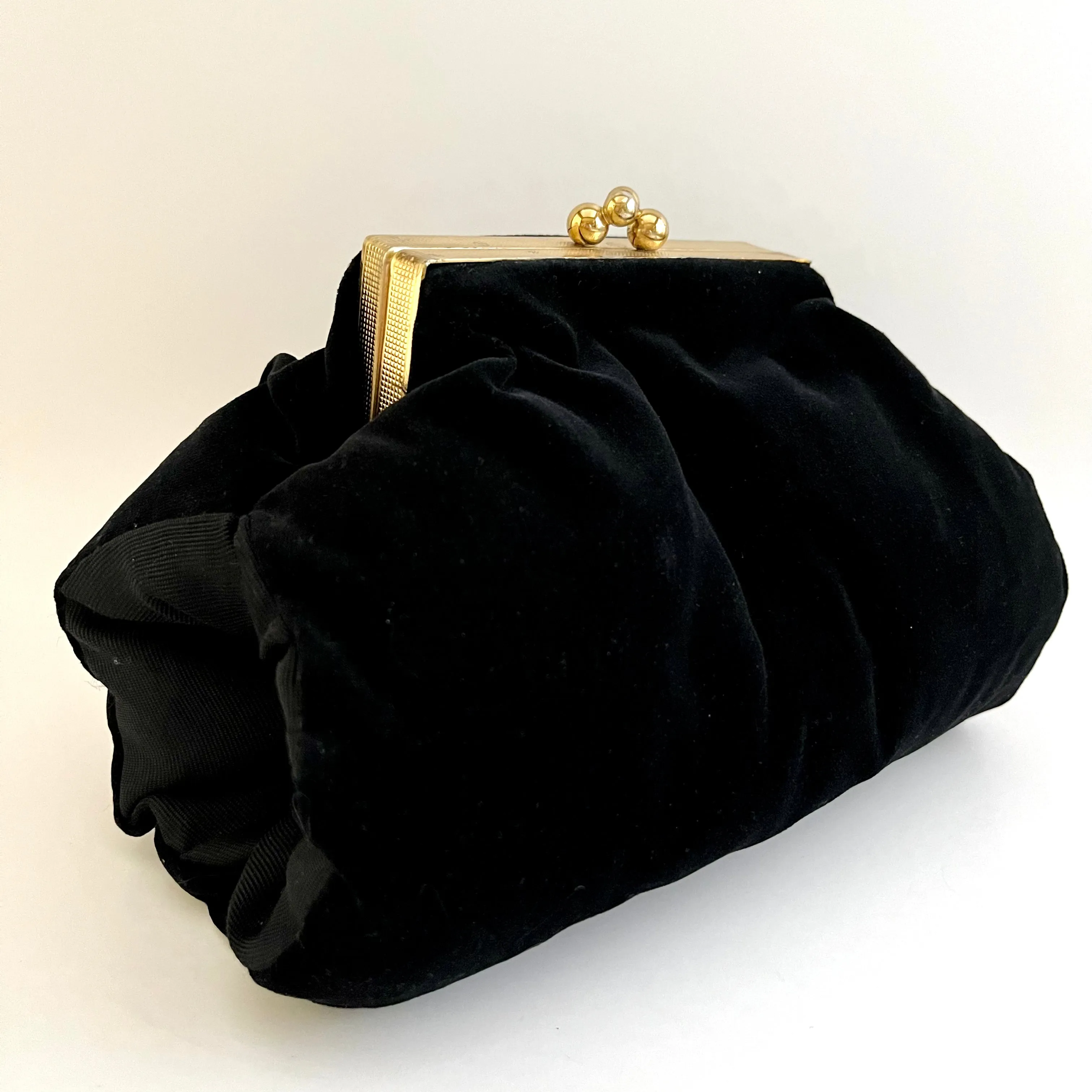 Late 40s/ Early 50s Black Velvet Muff & Change Purse