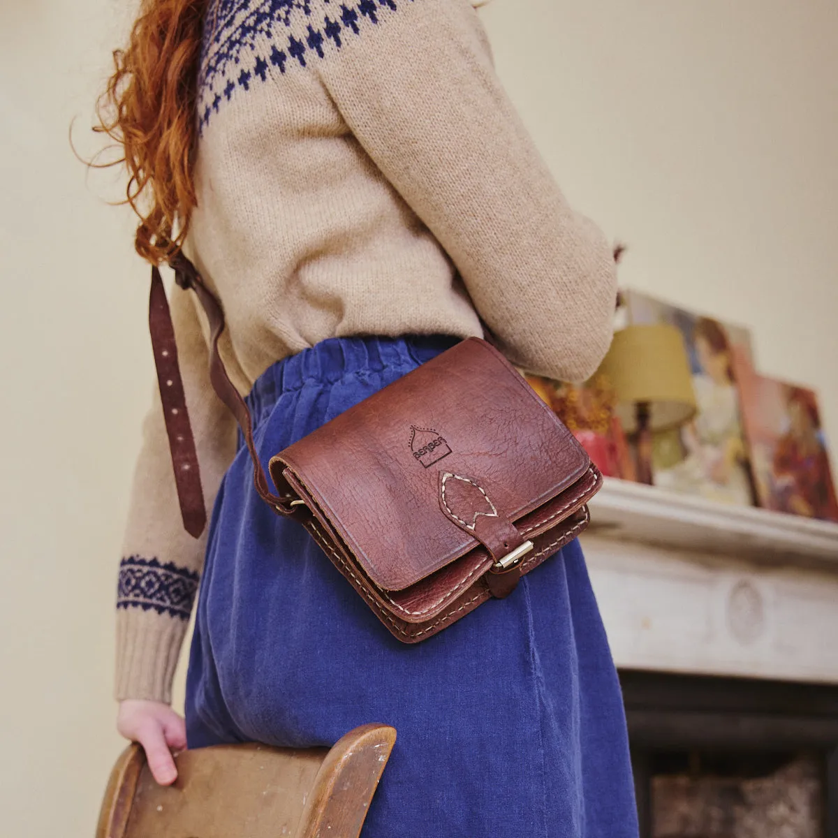 Leather Saddle Bag - Small Square