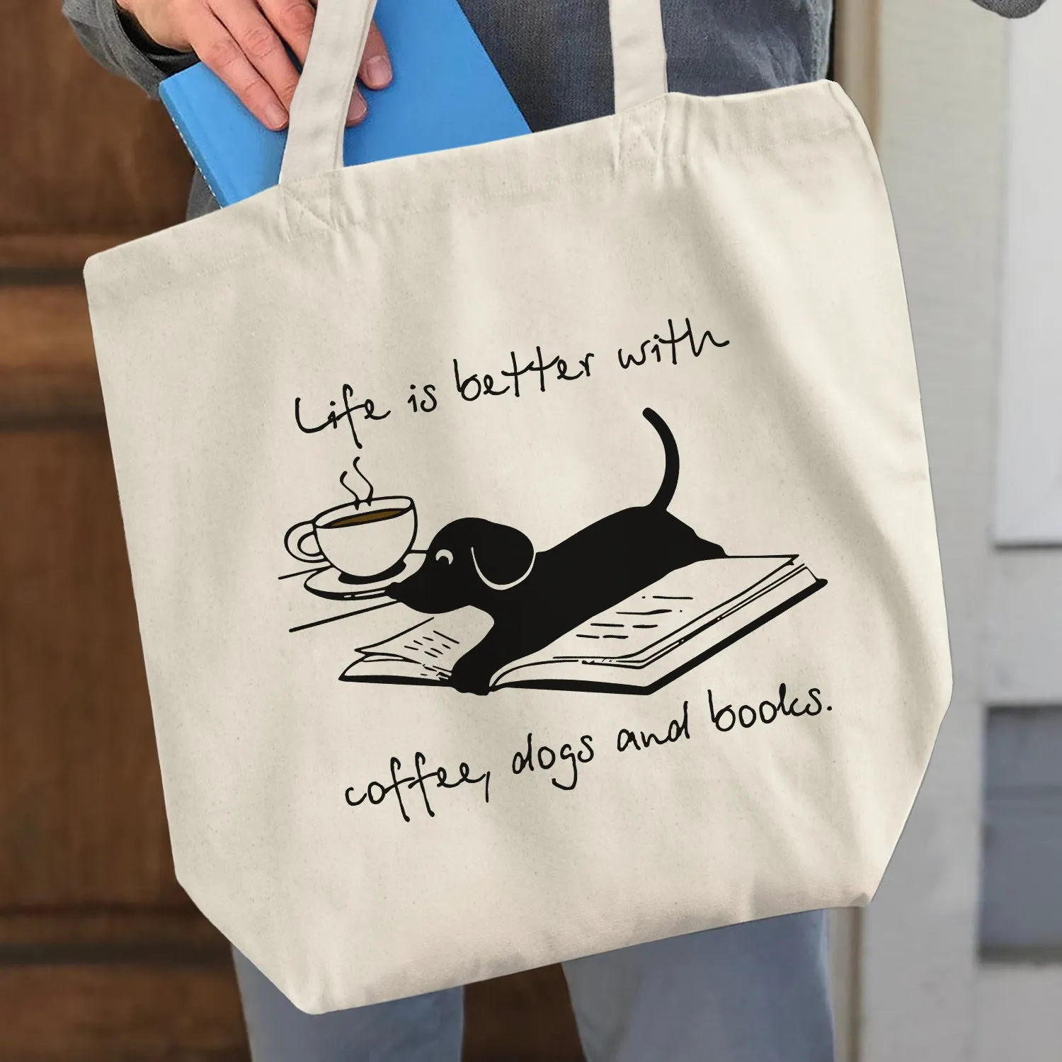 Life Is Better With Coffee Dogs and Books Book Lovers Gift TBW103