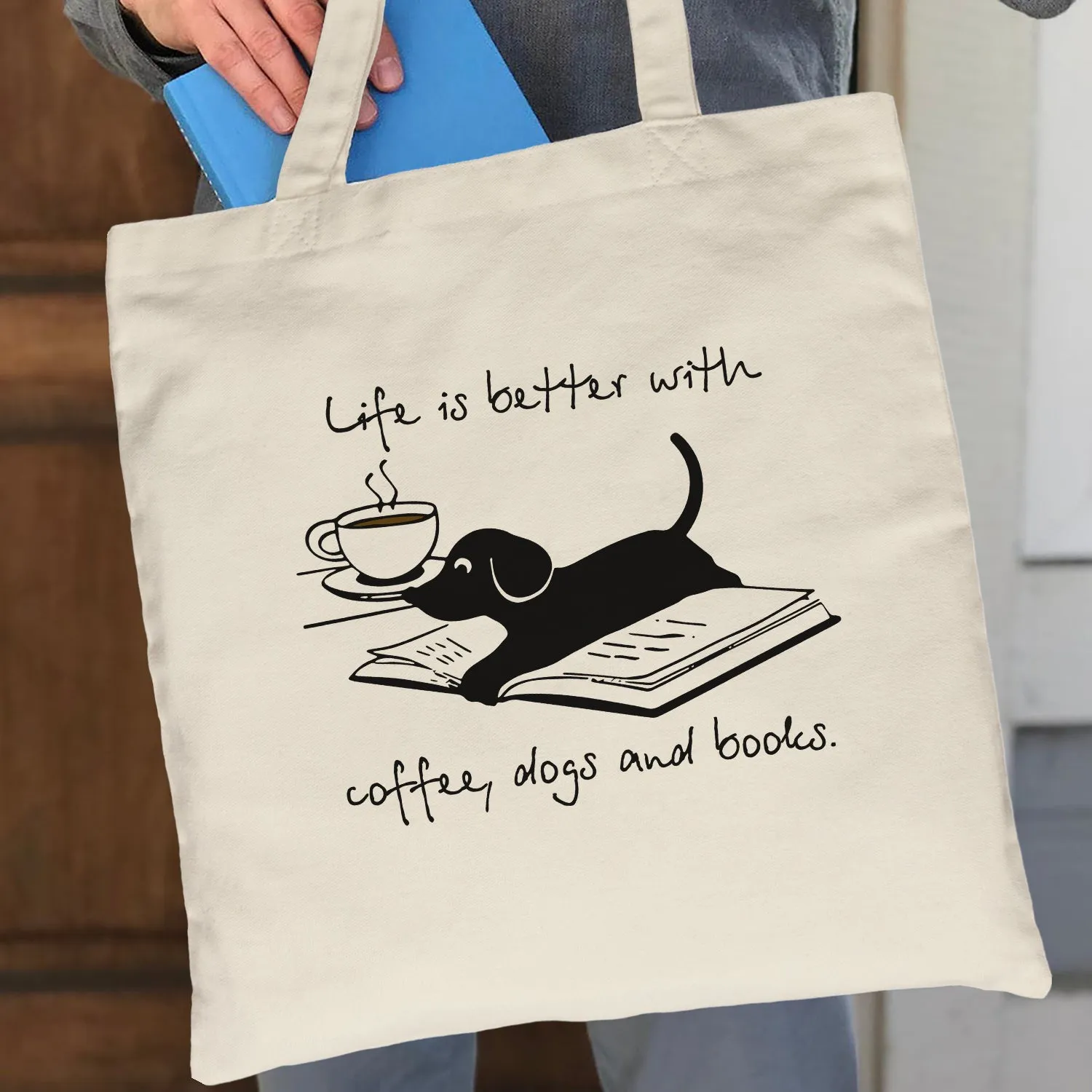 Life Is Better With Coffee Dogs and Books Book Lovers Gift TBW103