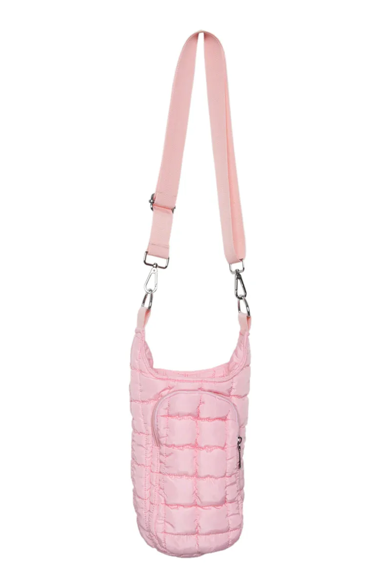 Light Pink Quilted Wholesale Water Bottle Carrier Bag