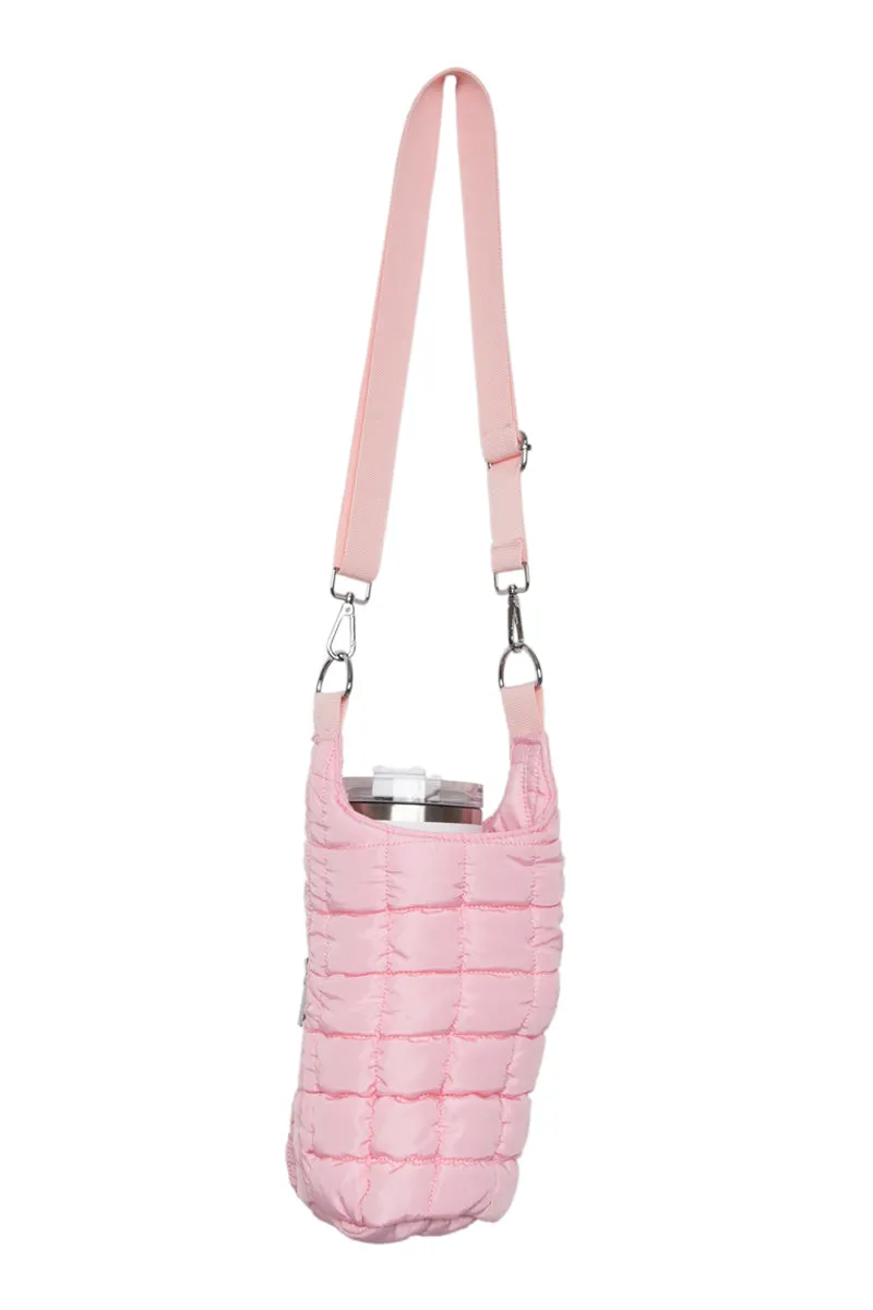 Light Pink Quilted Wholesale Water Bottle Carrier Bag