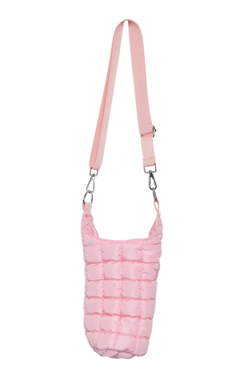 Light Pink Quilted Wholesale Water Bottle Carrier Bag