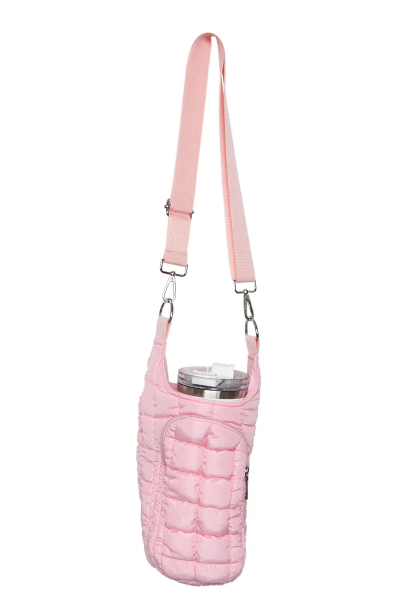 Light Pink Quilted Wholesale Water Bottle Carrier Bag