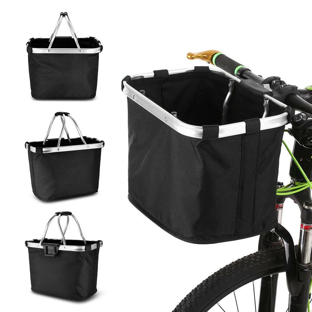 Lixada Bicycle Front Basket Folding Removable Bike Handlebar Basket Pet Cat Dog Carrier Bag Aluminum Frame Top Handles