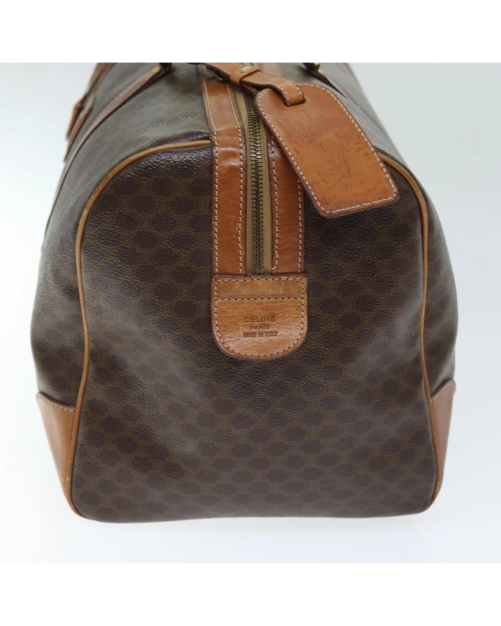 Macadam Canvas Brown Boston Bag with Padlock and Key Accessory