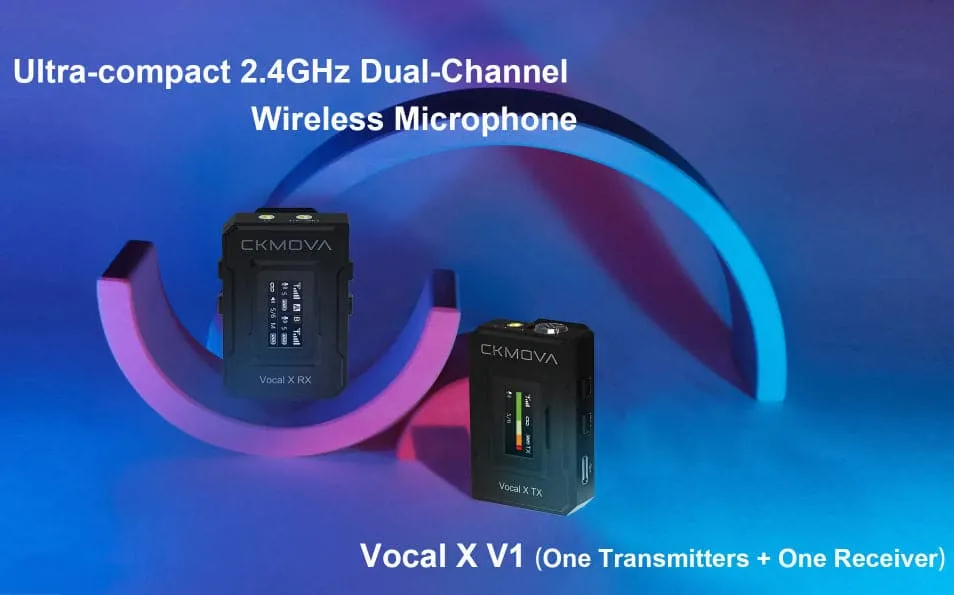 Maplin CKMOVA VOCAL X V1 Ultra Compact 2.4GHZ Dual Channel Wireless Microphone System with 1x Transmitter & 1x Receiver