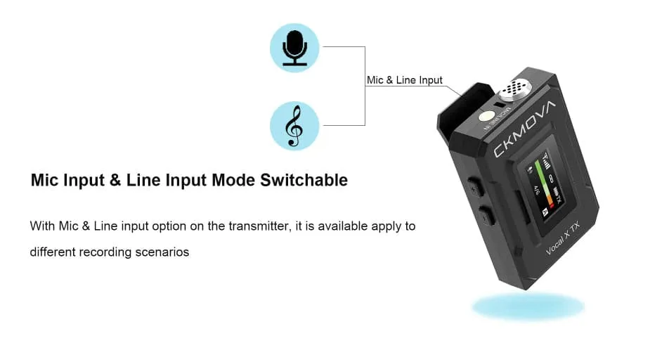 Maplin CKMOVA VOCAL X V1 Ultra Compact 2.4GHZ Dual Channel Wireless Microphone System with 1x Transmitter & 1x Receiver