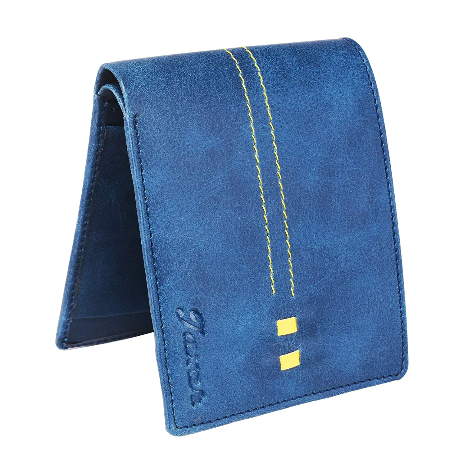 Men Casual Blue Genuine Leather Wallet - Mini  (5 Card Slots)