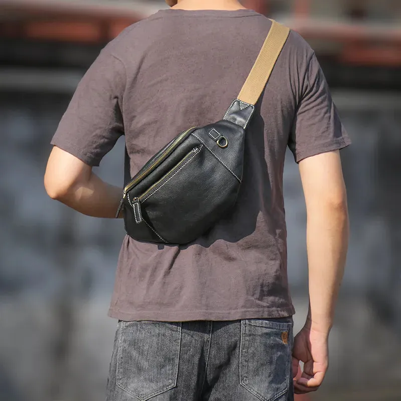 Men's Genuine Leather Chest Bag Outdoor Sports Waist Bag