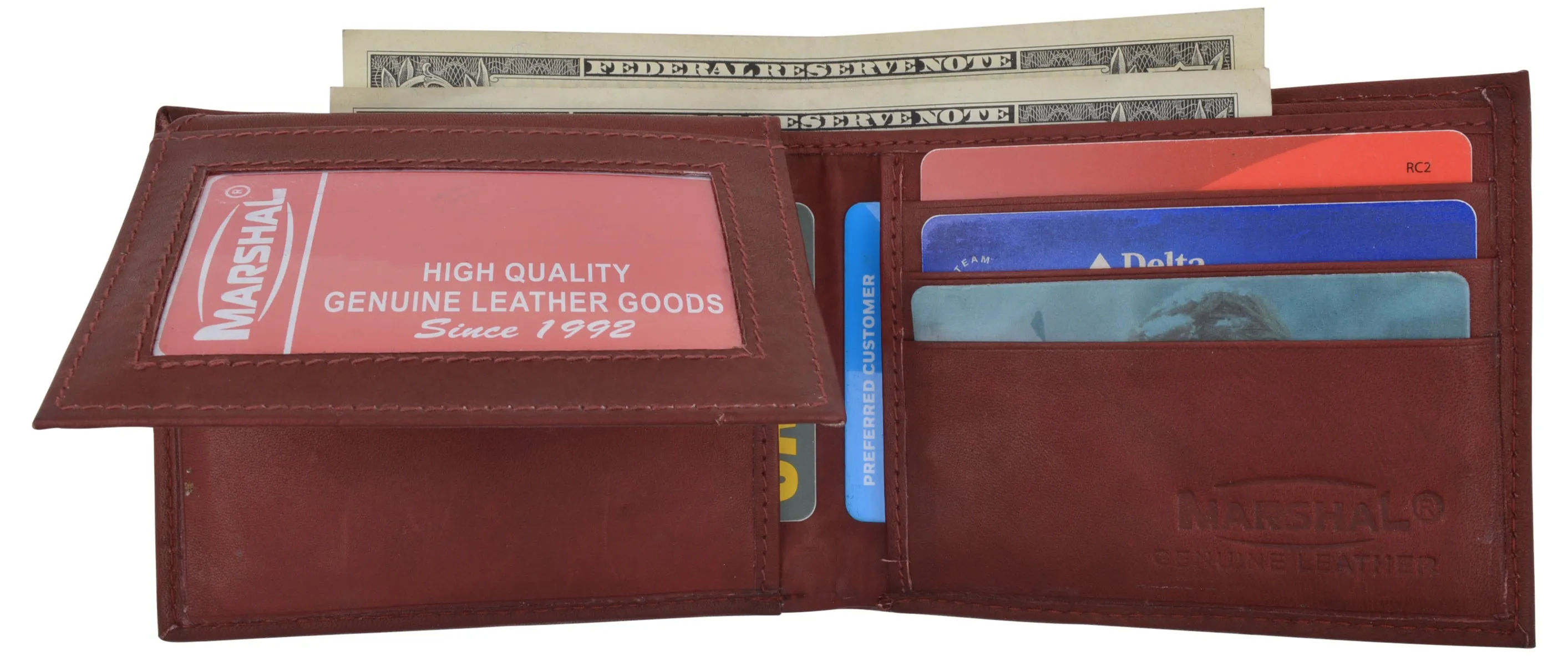 Men's Leather Bifold ID Card Holder Purse Wallet Billfold Handbag Slim Clutch