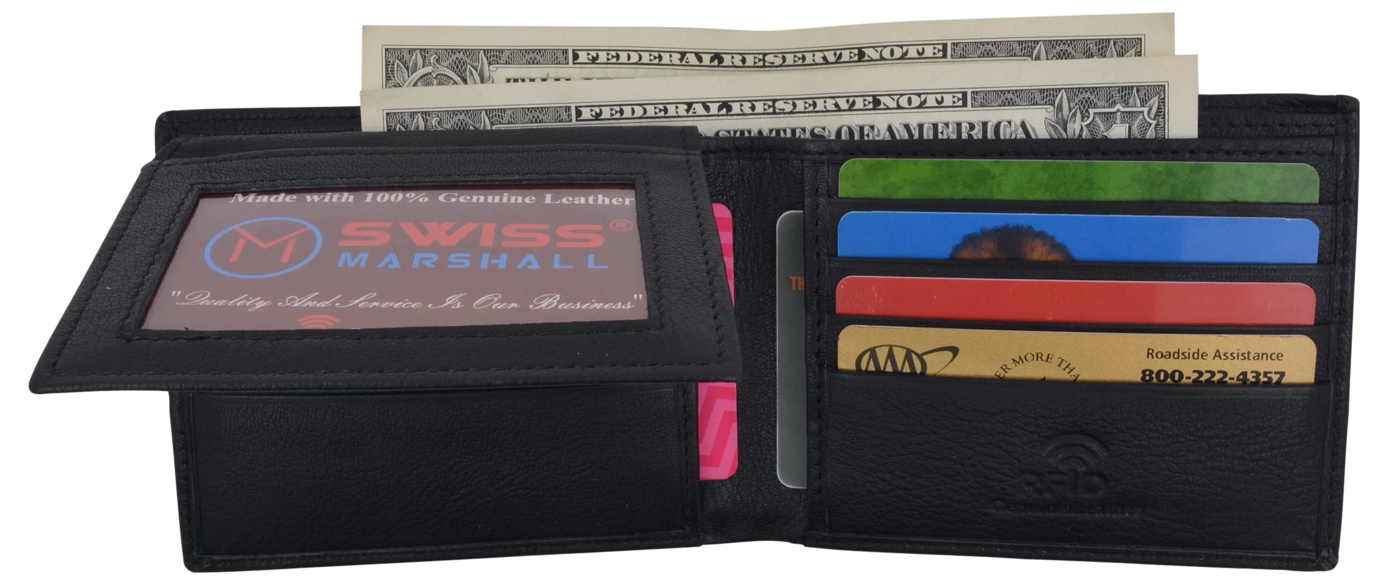 Men's Slim Bifold RFID Security Blocking Premium Leather Credit Card ID Wallet RFIDGT53LGR