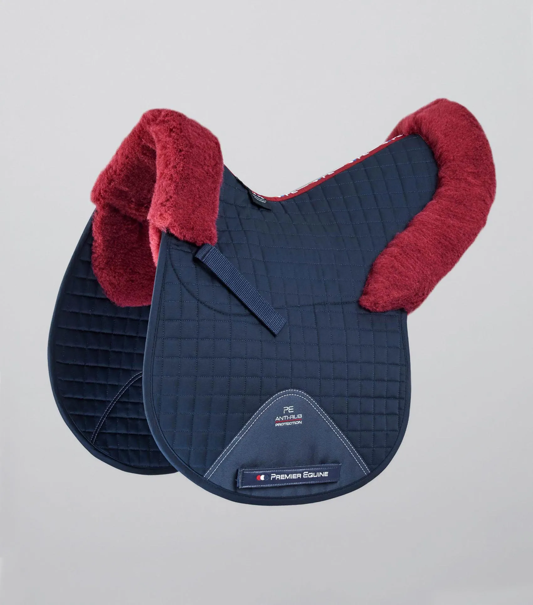 Merino Wool Saddle Pad - GP/Jump Numnah Navy/Burgundy Wool