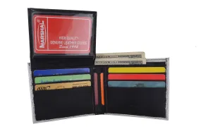 Mexico 1000 Pesos Men's Genuine Leather Bifold Multi Card ID Center Flap Wallet 1246-23