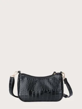 Minimalist Croc Embossed Crossbody Bag