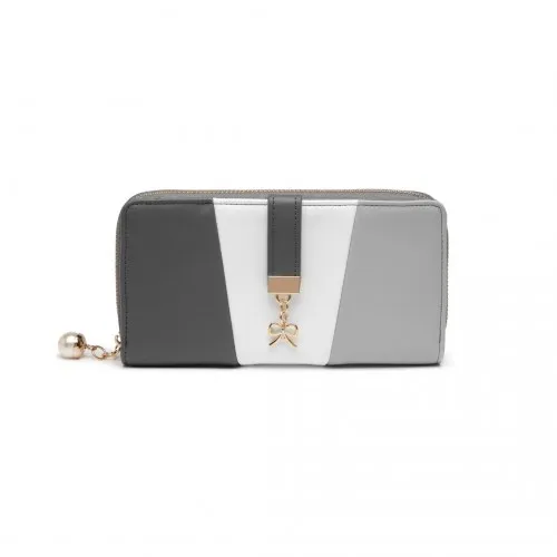 Miss Lulu Tri Colour Women's Leather Look Purse - Grey And White | Elegant & Spacious Wallet