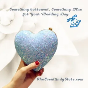 My Something Blue - Heart Bridal Purse - Wedding Handbag - Available Blue-Light Blue-Pink-Black