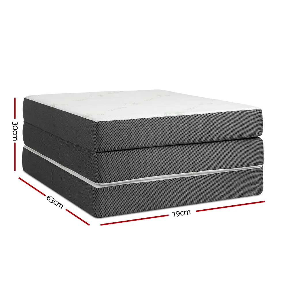 Natalie 10cm Folding Foam Portable Mattress Bamboo Fabric - Single