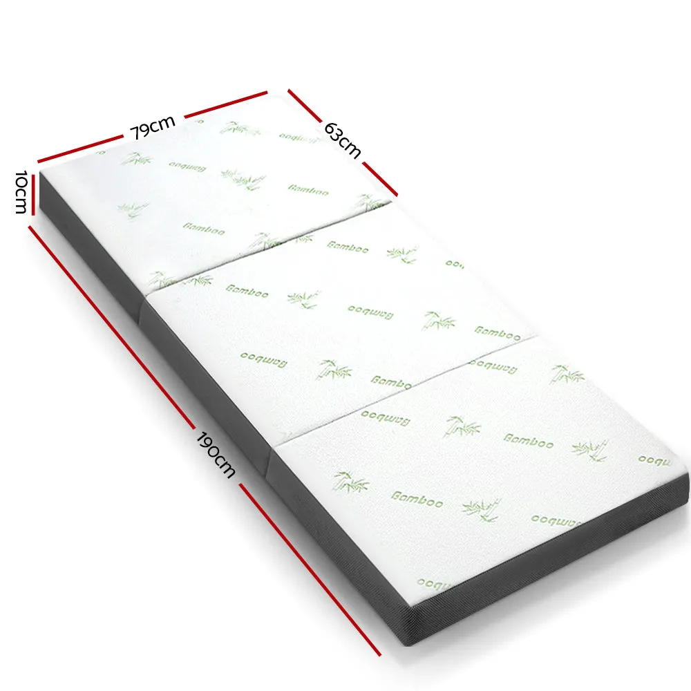 Natalie 10cm Folding Foam Portable Mattress Bamboo Fabric - Single