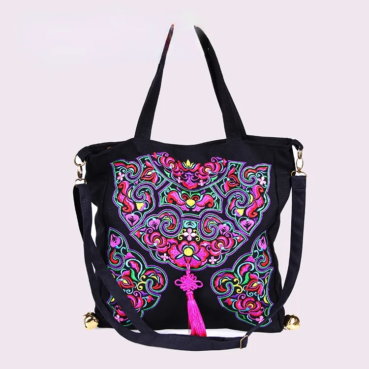 National Embroidery  Portable Shoulder Bag Slung Female Bag Canvas Fashion Casual Bag