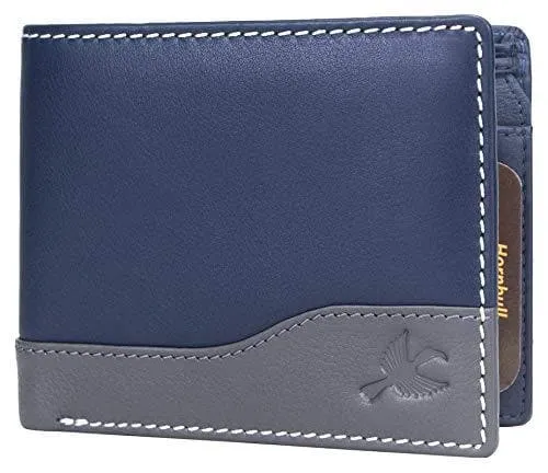 Navy Genuine Leather RFID Blocking Wallet