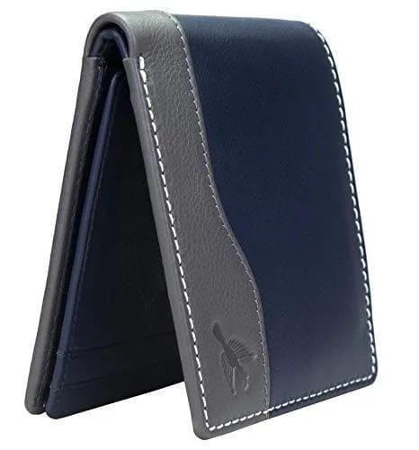 Navy Genuine Leather RFID Blocking Wallet