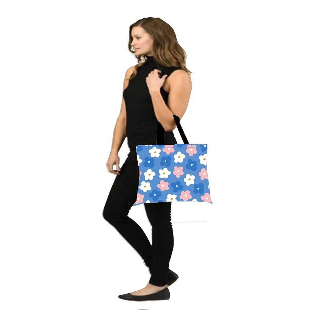 Nutcase Designer Tote Bag for Women Gym Beach Travel Shopping Fashion Bags with Zip Closure and Internal Pocket to keep cash/valuables - Flowers