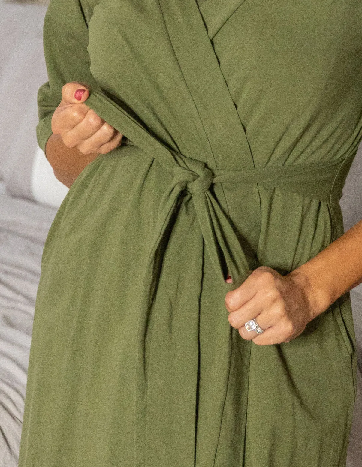 Olive Green Robe & Swaddle & Dad T-Shirt