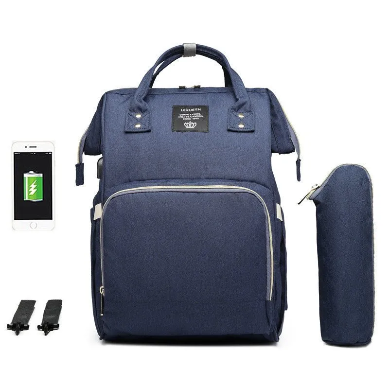 Oxford Cloth Mommy Diaper Bag With USB Charging Port