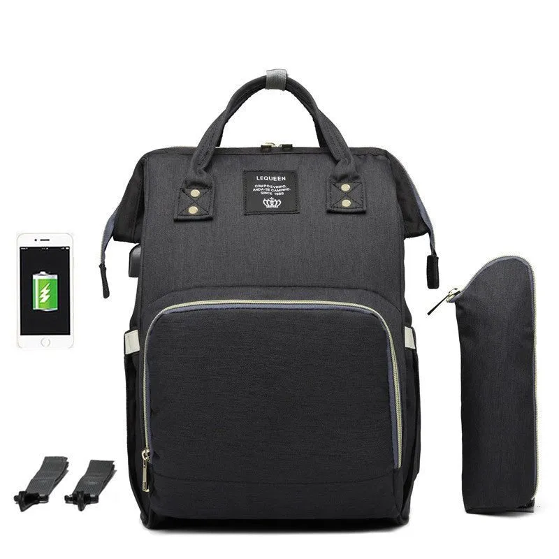 Oxford Cloth Mommy Diaper Bag With USB Charging Port