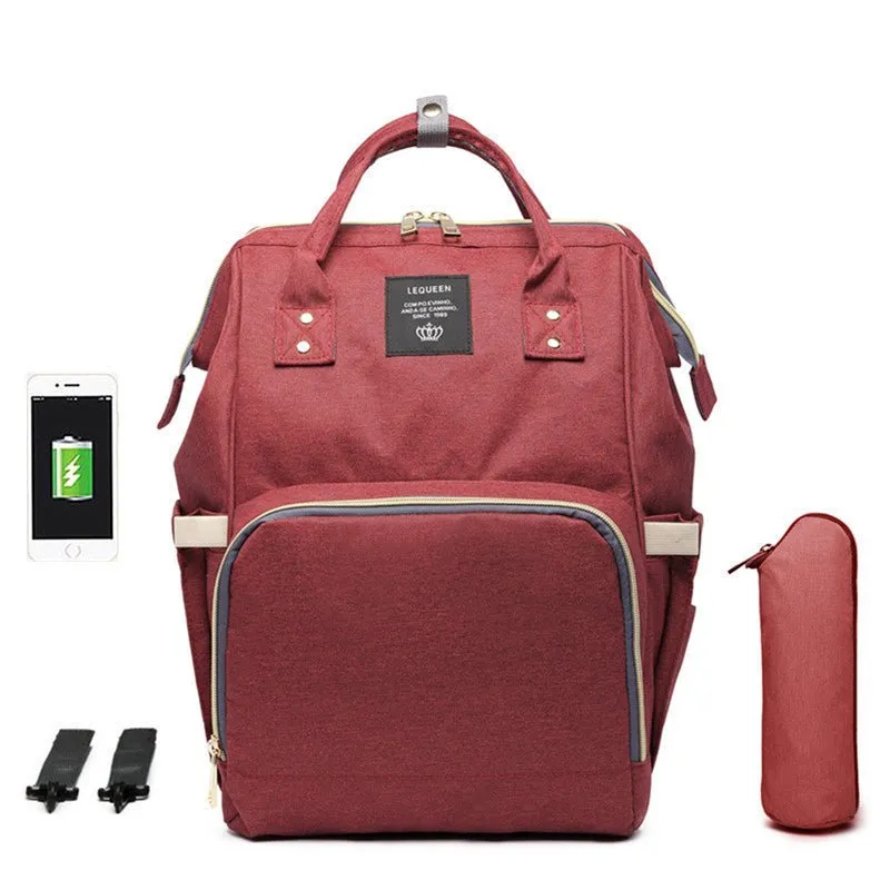 Oxford Cloth Mommy Diaper Bag With USB Charging Port