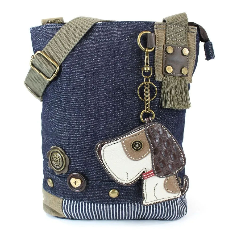 PATCH CROSSBODY BAG with Choice of Keychains, Toffy Dog Charm by Chala