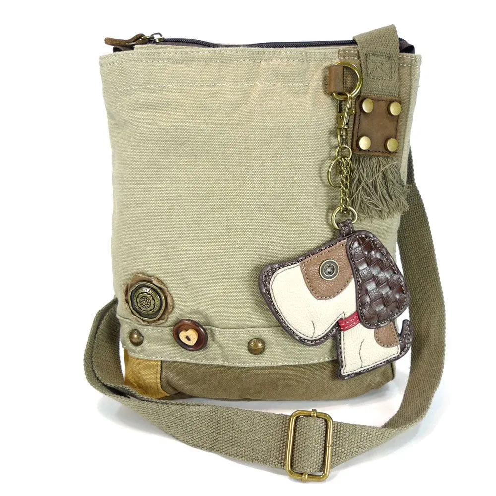 PATCH CROSSBODY BAG with Choice of Keychains, Toffy Dog Charm by Chala