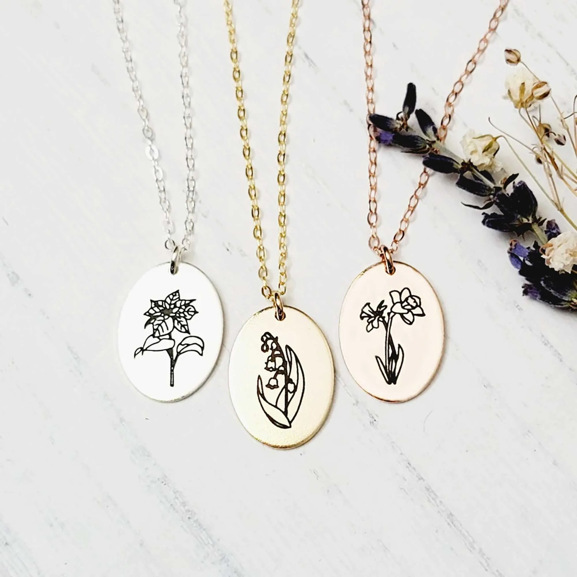 Personalized Birth Month Flower Necklace for Mom - CG526. Starts at