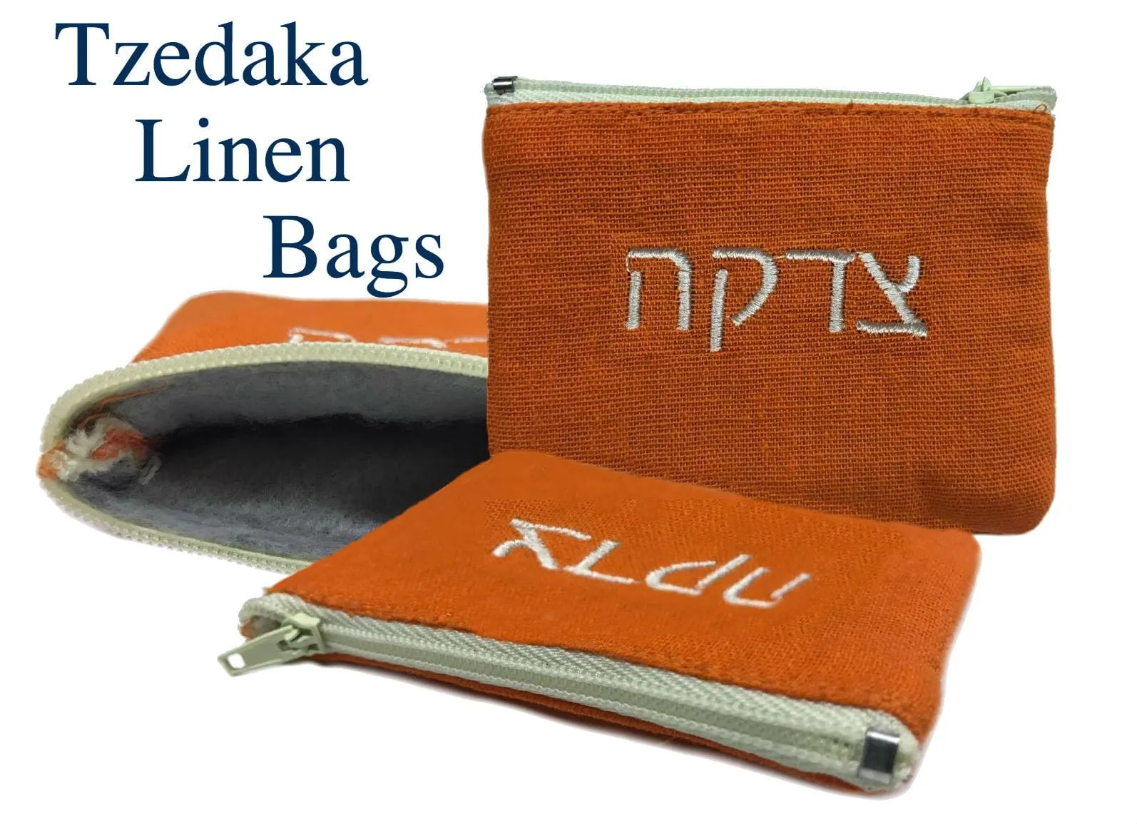 Personalized Tzedakah Pocket Purse Zipper Bags