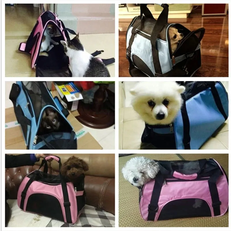 Portable Pet Carrier Bag - Foldable Mesh Travel Bag for Cats & Small Dogs