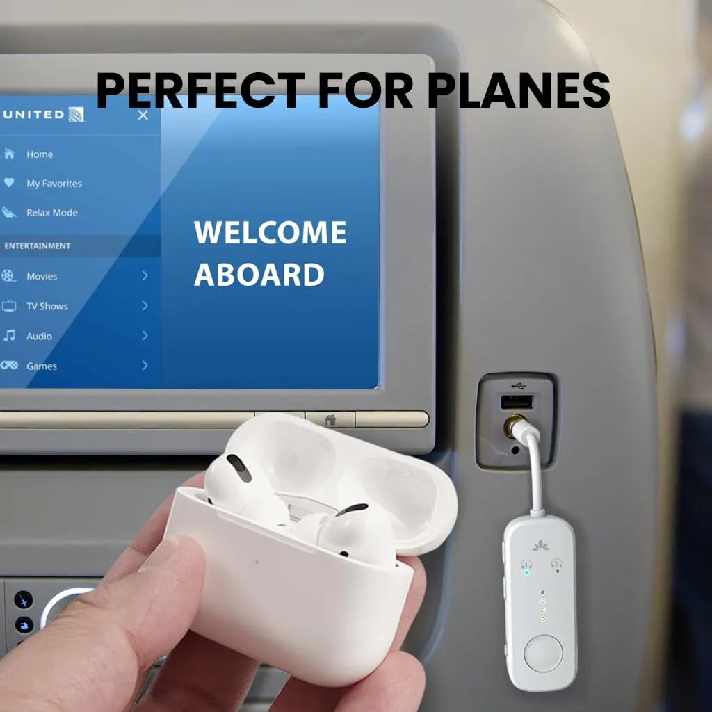 Premium Airplane Bluetooth 5.3 Adapter, Supports 2 Headphones.