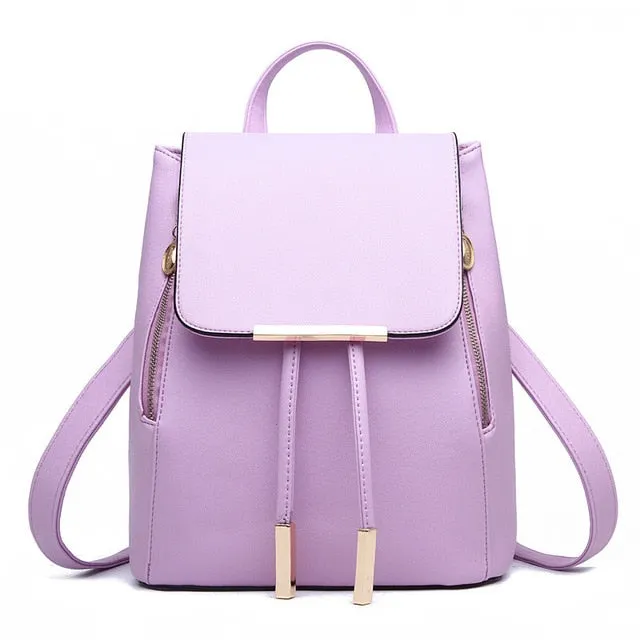 Preppy Style Hasp Closure Softback PU Bag For Girls