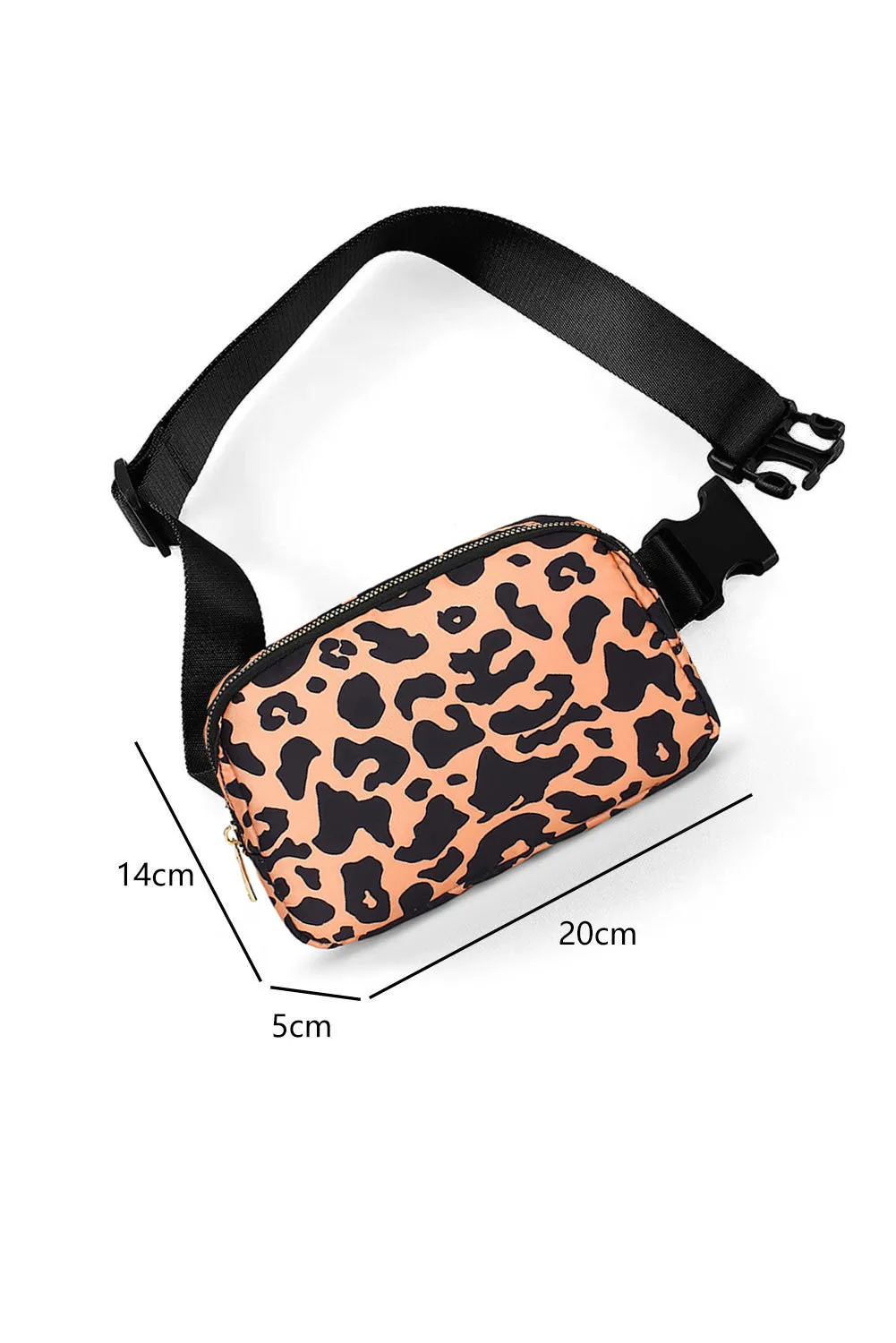 Purple Leopard Print Buckle Canvas Chest Bag 20*5*14cm