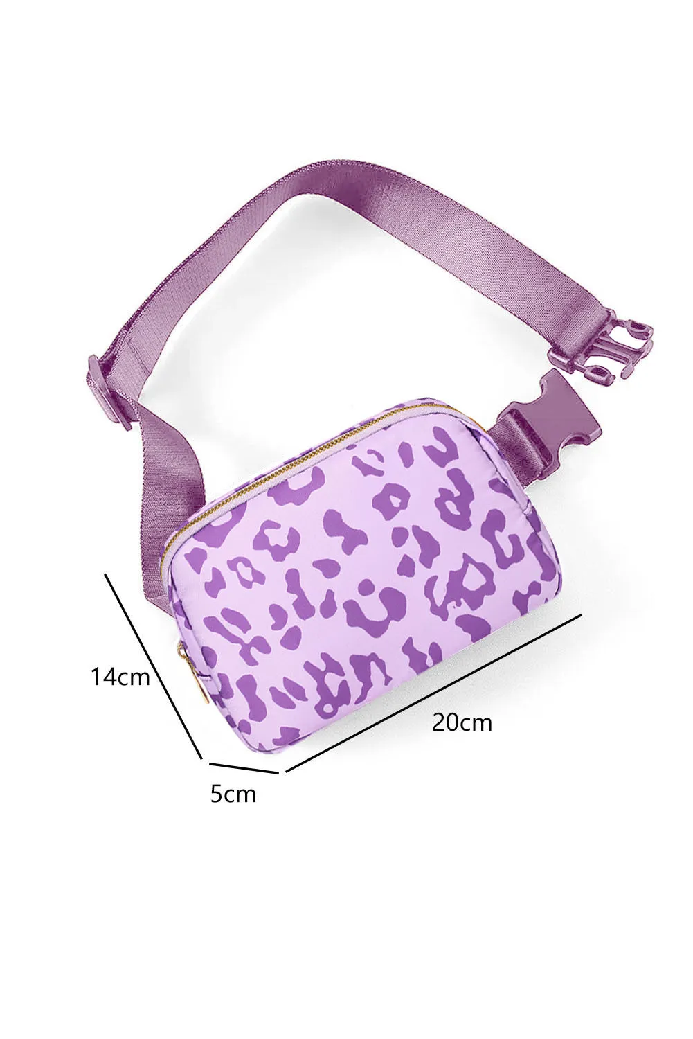 Purple Leopard Print Buckle Canvas Chest Bag 20*5*14cm