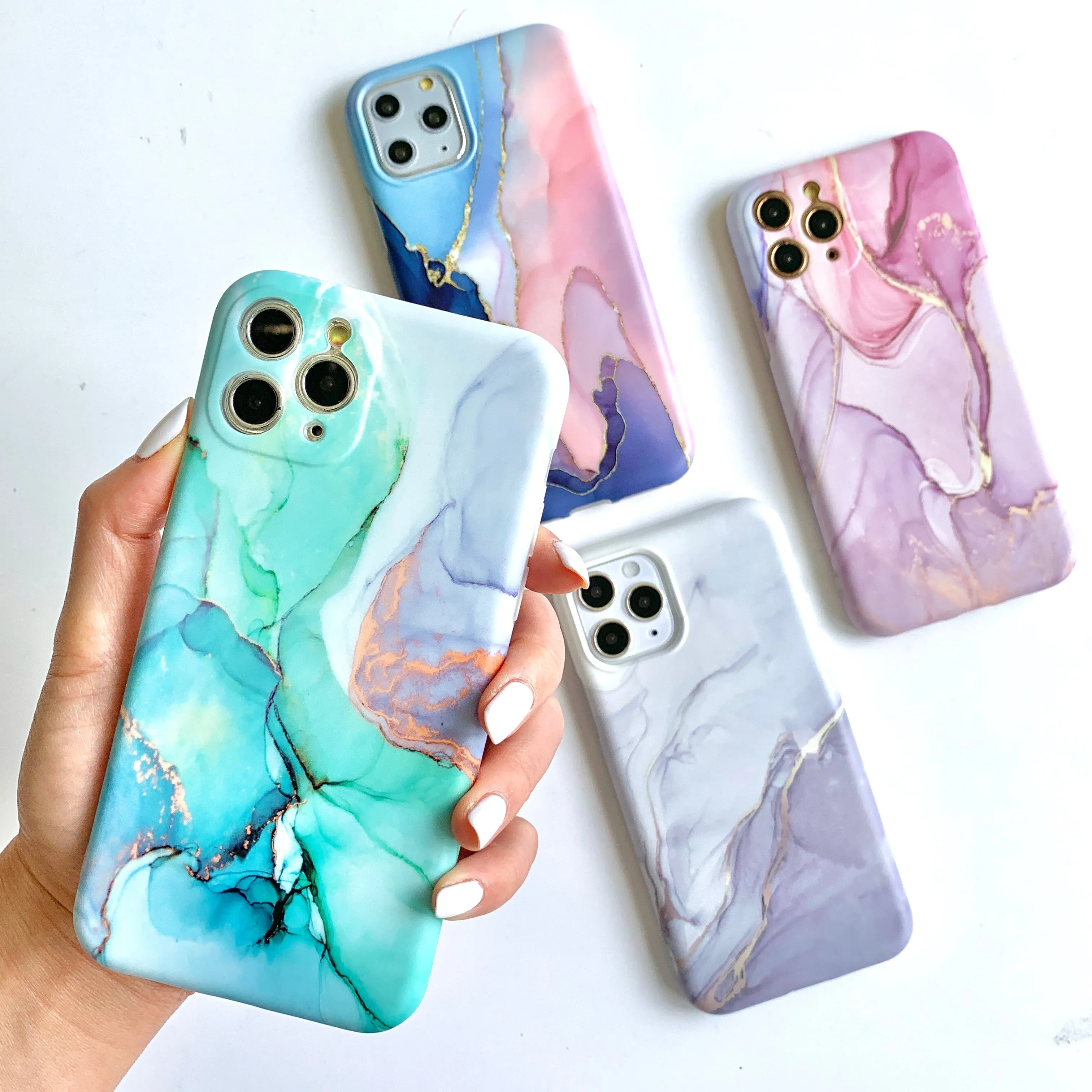 Purple Matte Swirl Marble Phone Case