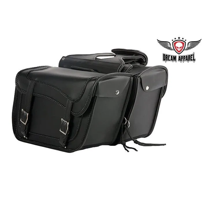 PVC Motorcycle Saddlebag With Braid