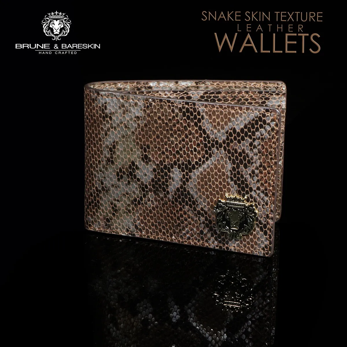 Python Snake Skin Textured Leather Bi-Fold Wallet