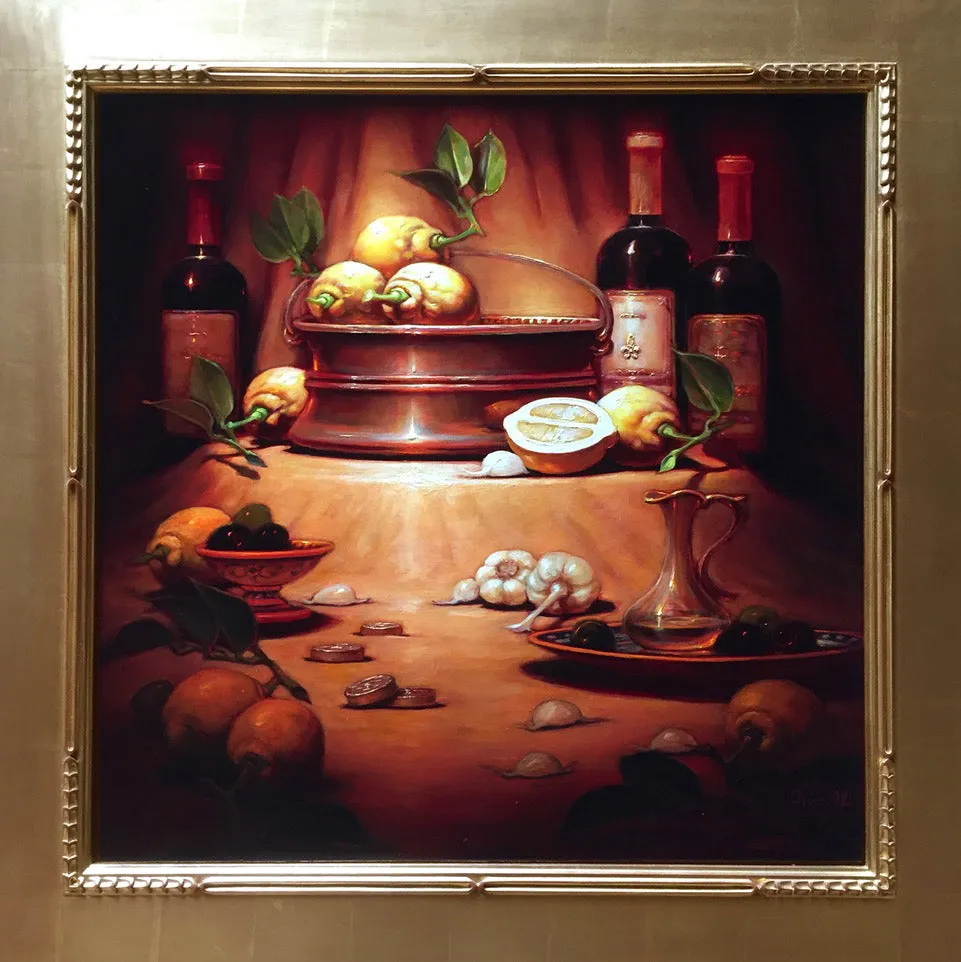 "Italian Lemon Harvest" by Sean Farrell - Vibrant Still Life Oil Painting