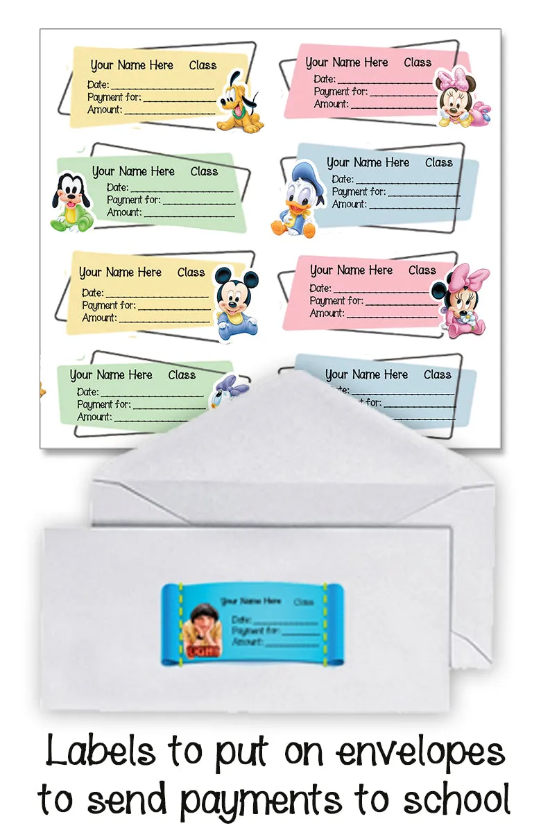 ""Baby Minnie" School labels packs