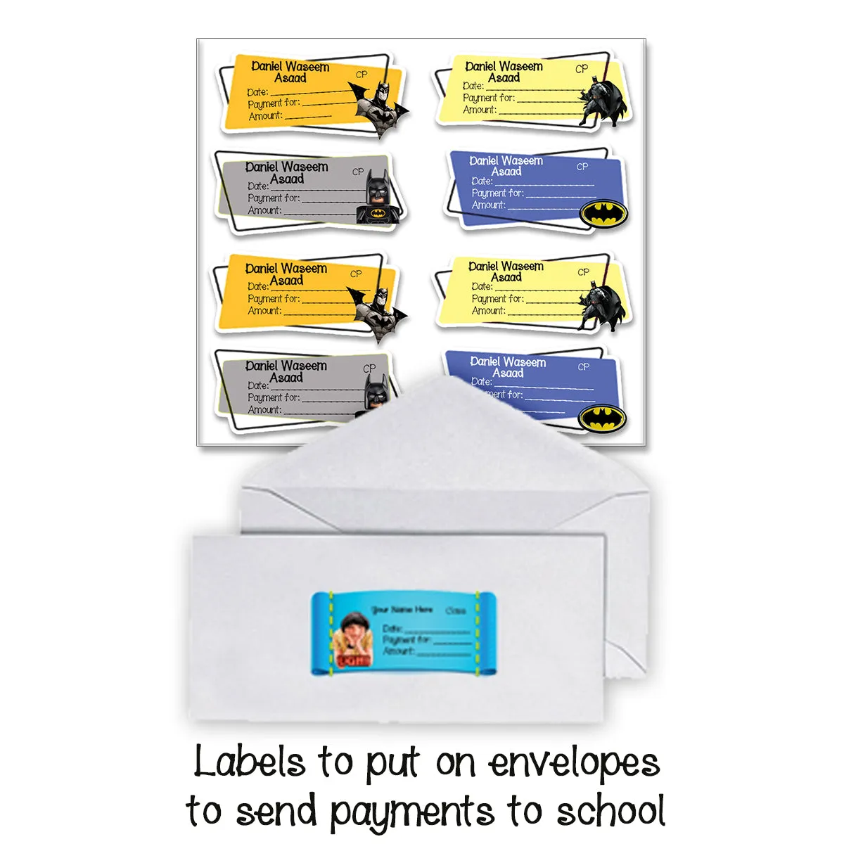 ""Batman" School labels packs