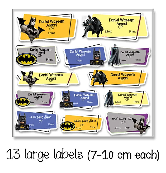 ""Batman" School labels packs