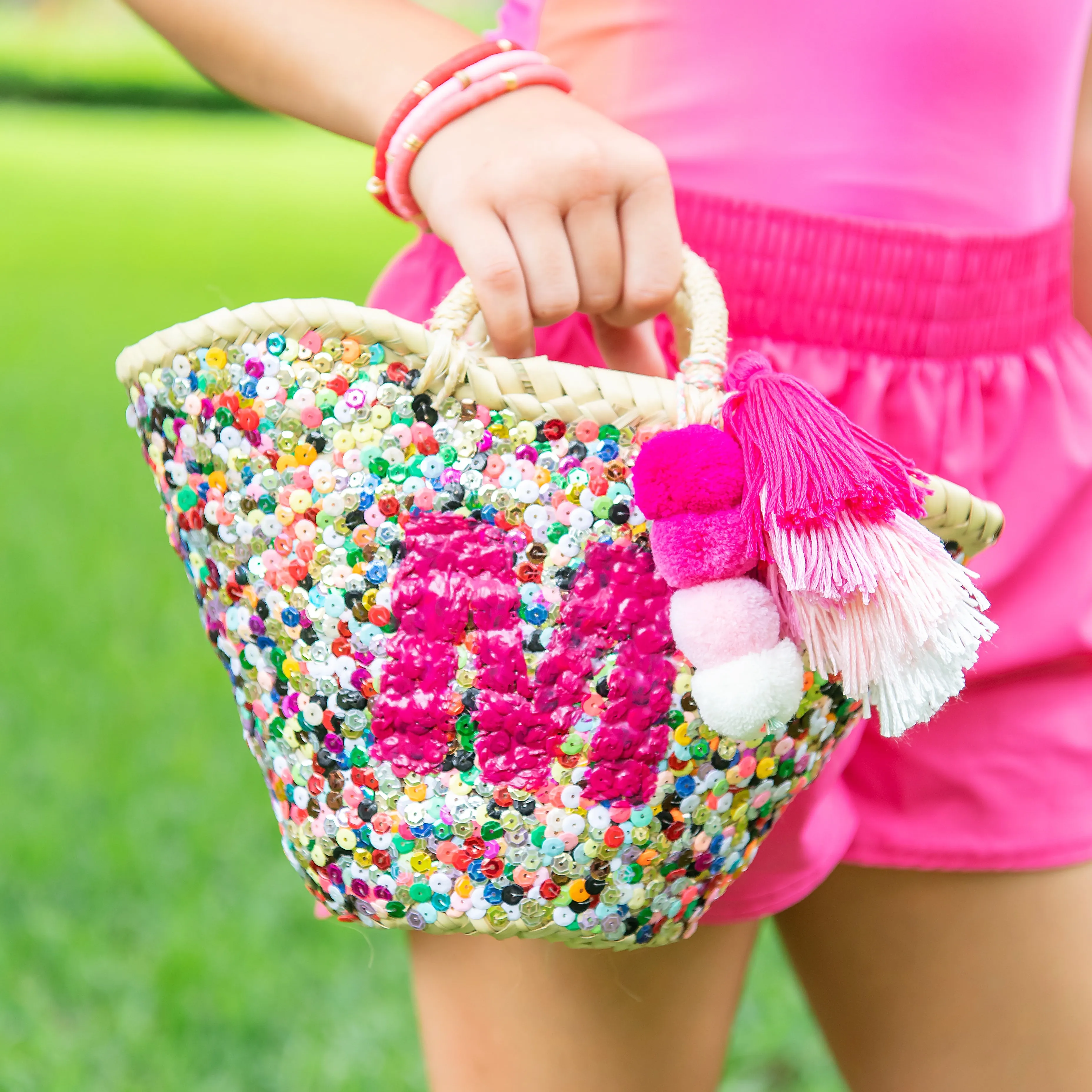 RAINBOW All-Sequin Beach Bag | Mini