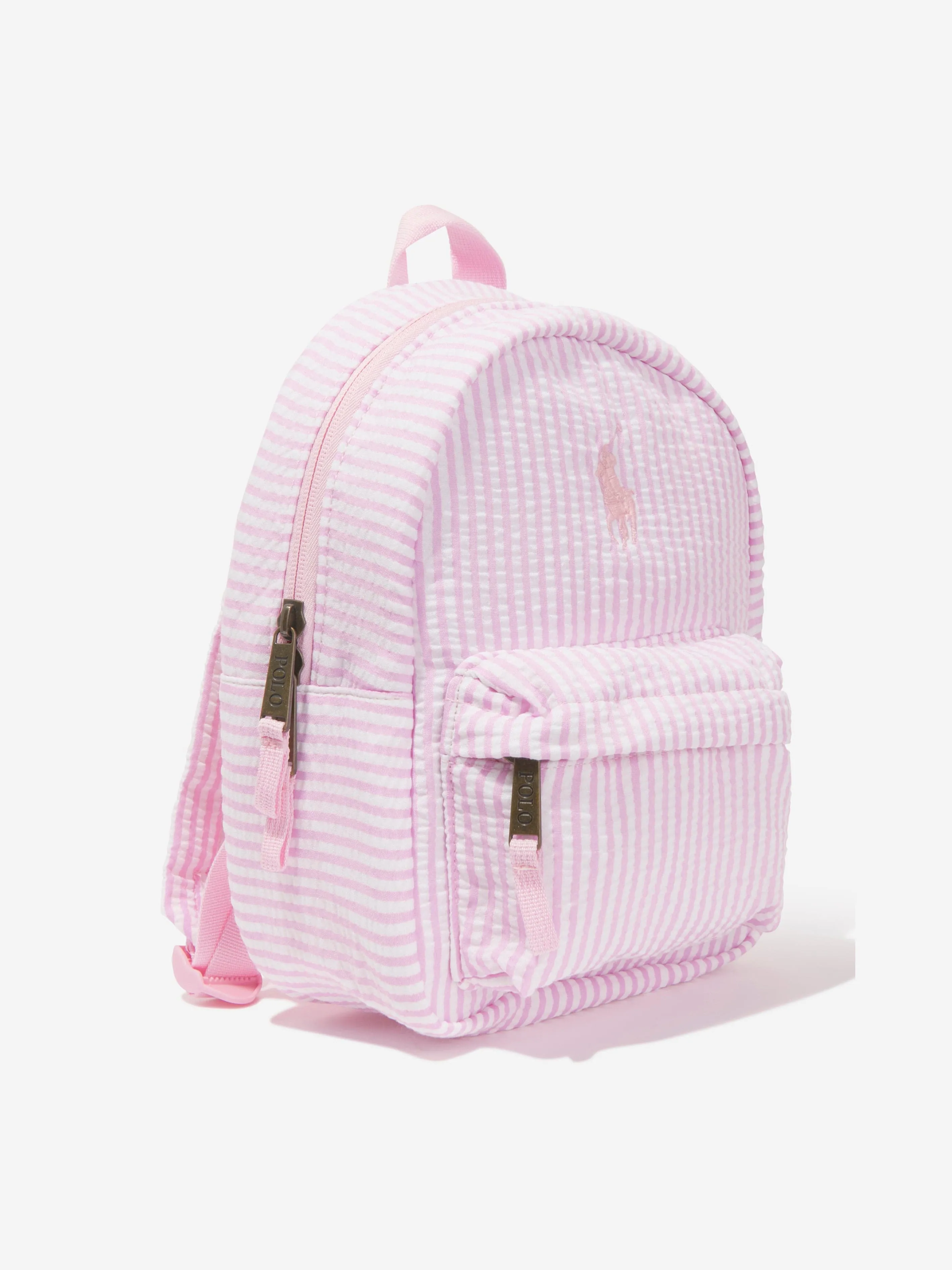 Ralph Lauren Girls Mini Seersucker Backpack in Pink