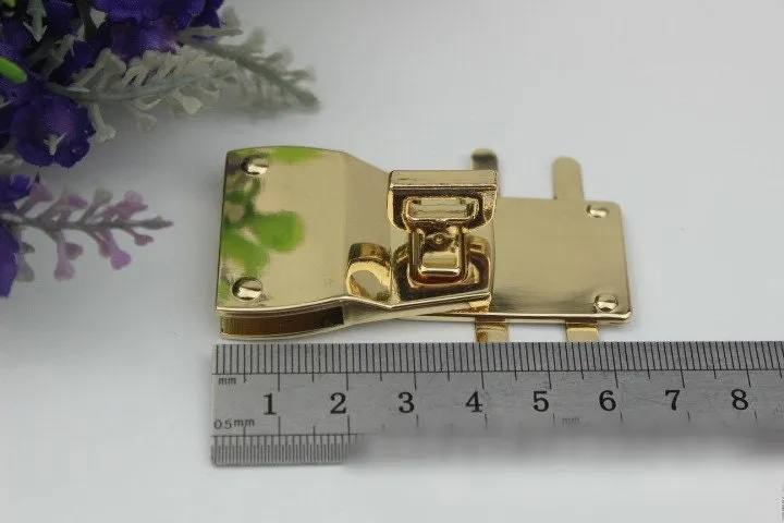 Rectangle Twist Turn Lock 64mm 2 1/2" Purse Charm Organizer Luggage Hardware Gold Lock And Key Closure Small Bag Clutch Metal Accessories